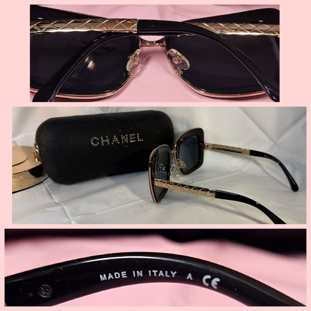 CHANEL  Sunnies 👀 Mirrored Rose Gold Lenses With Black Frames - Picture 3 of 9